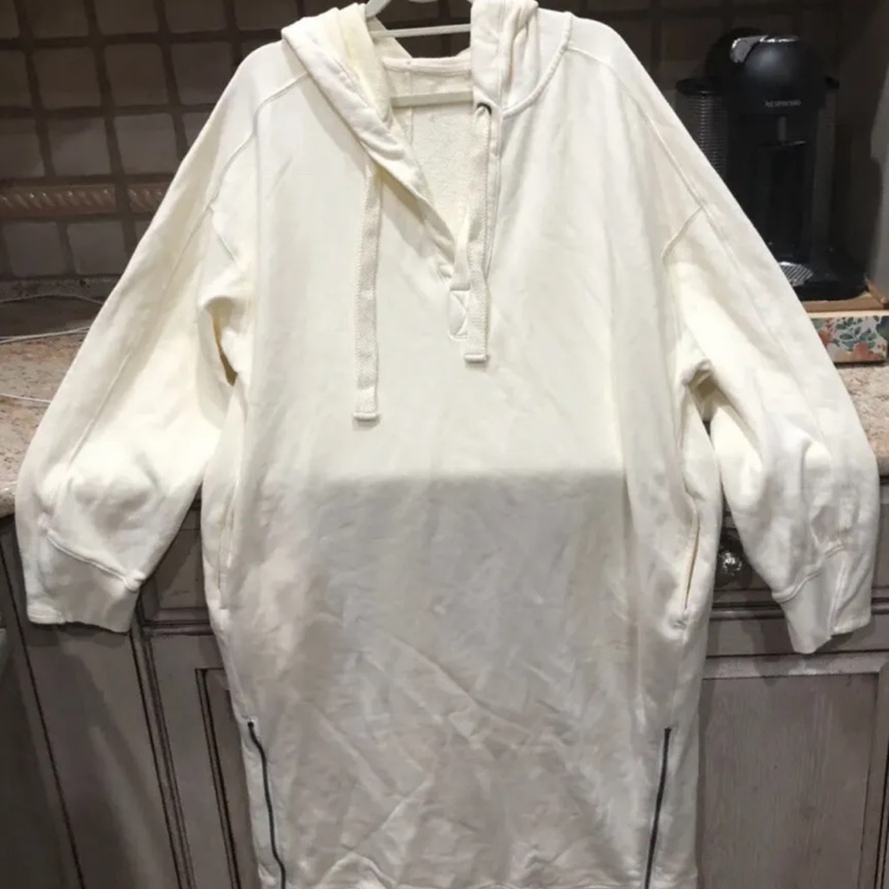 Free People Movement Spur Of The Moment Sweatshirt Hoodie Zip Ivory White - Picture 5 of 6